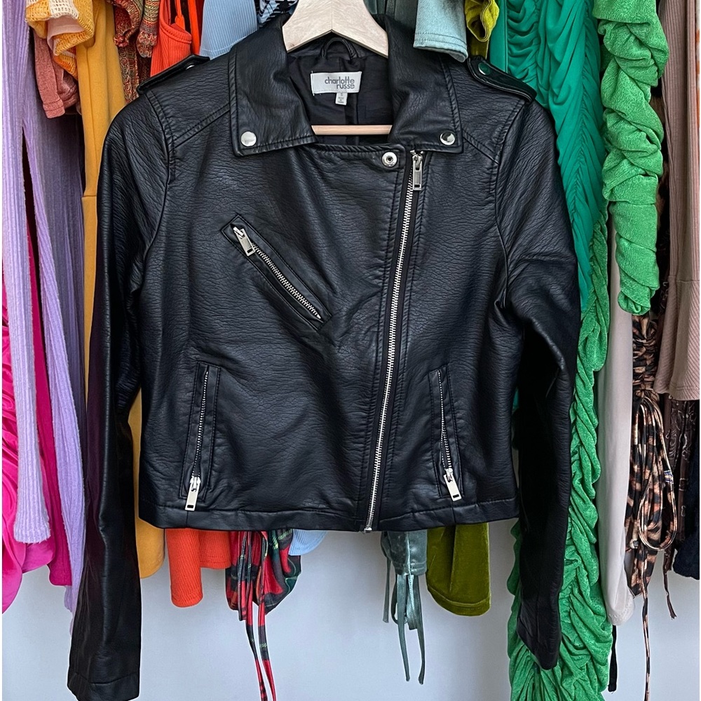 Black Faux Leather Biker Jacket